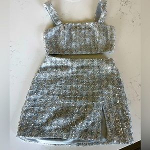 Amanda Uprichard Sequin Set in Silver